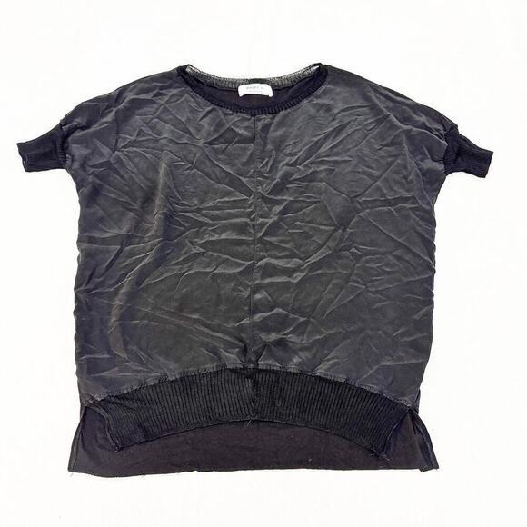 Bailey 44 Black Crew Neck Short Sleeve Top Sheer Trim Size M - Picture 1 of 6